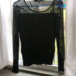 Julien MacDonald sheer lace black top. Size 10.
